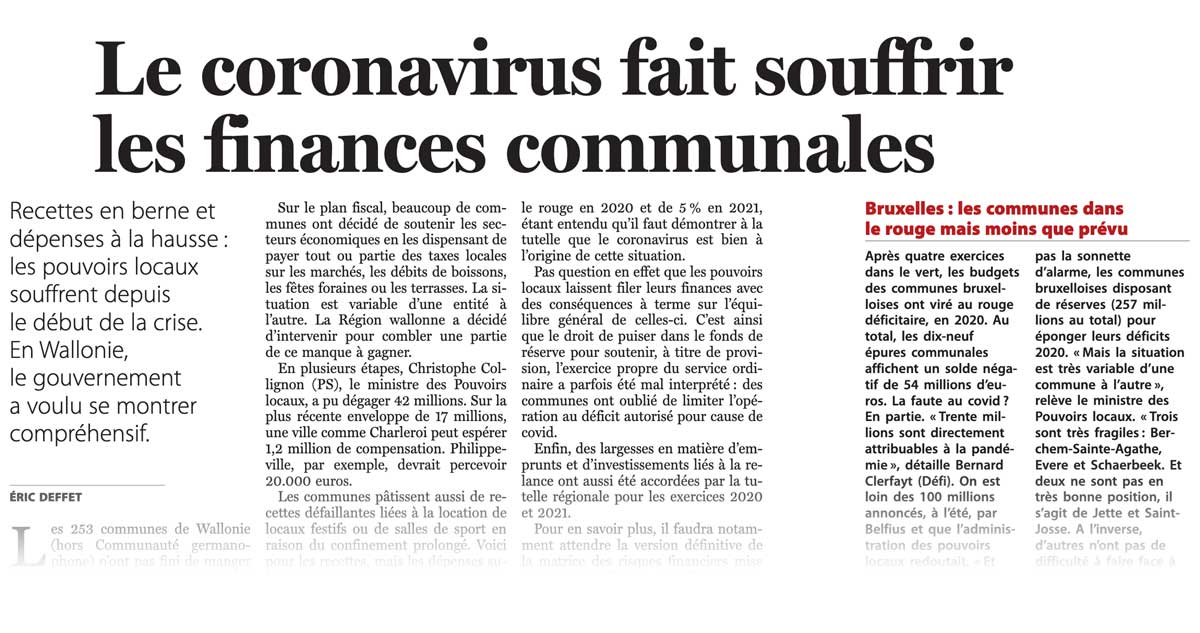 Le Coronavirus fait souffrir les finances communales