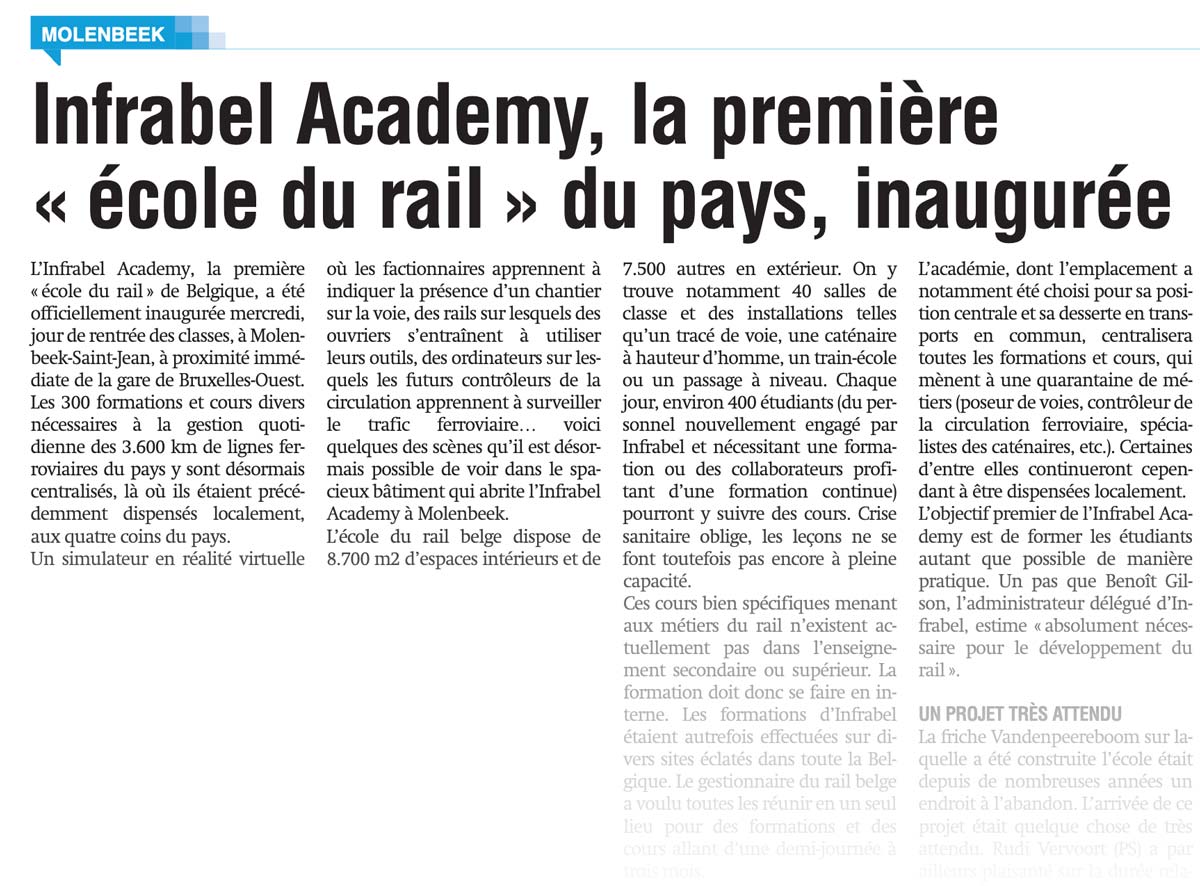 Infrabel Academy, le première "école du rail" du pays