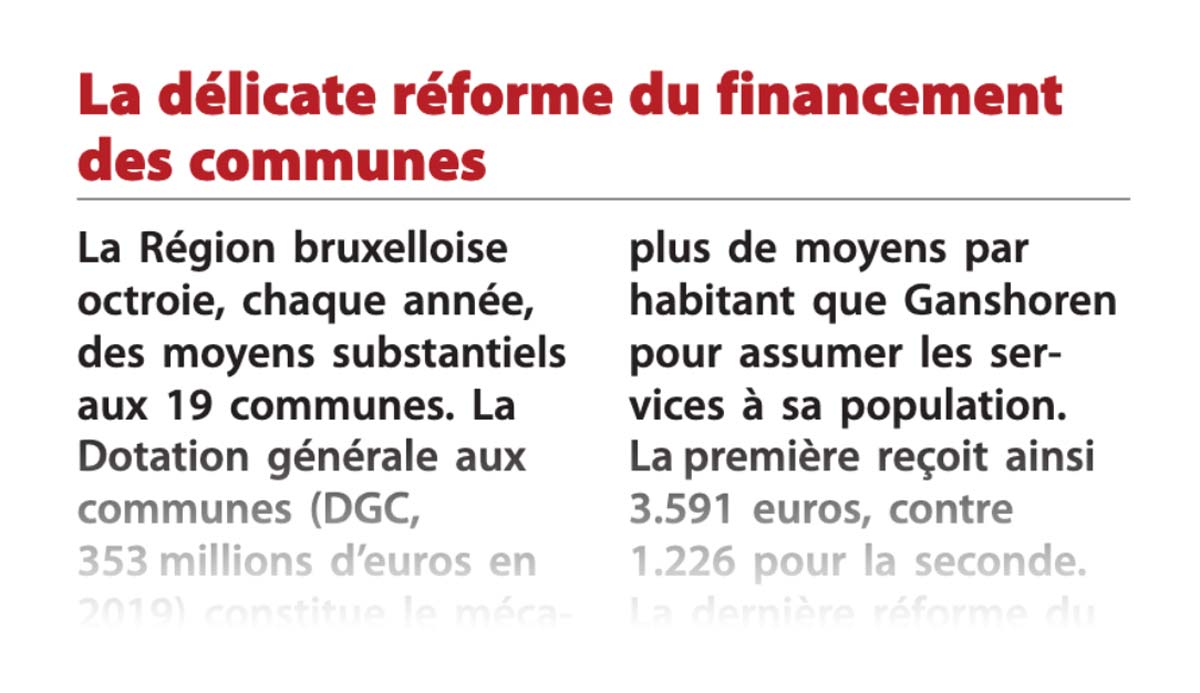 Extrait de presse, Le Soir : "La délicate réforme du financement des communes"
