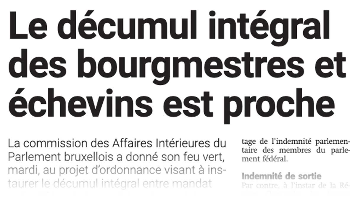 Extrait de presse, La Capitale : "Le décumul total des bourgmestres et échevins est proche".