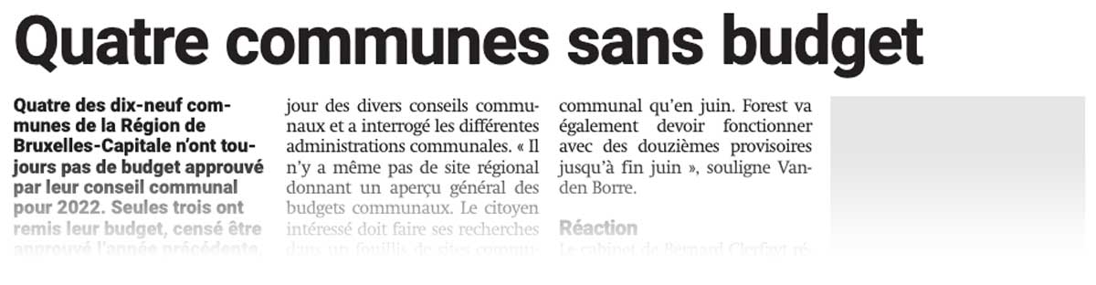 Extrait de presse, La capitale : "Quatre communes sans budget"