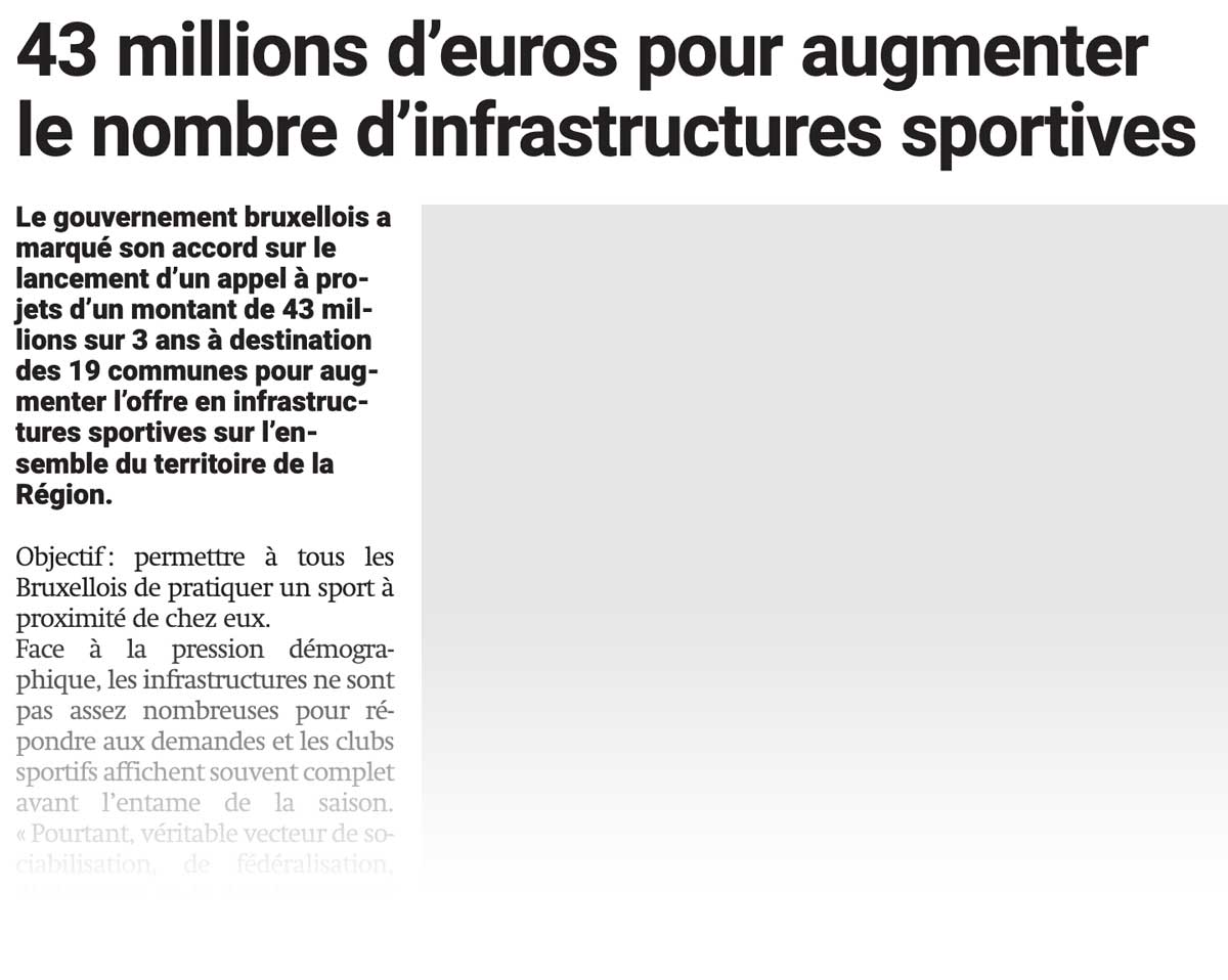43 millions d'euros pour augmenter le nombre d'infrastructures sportives