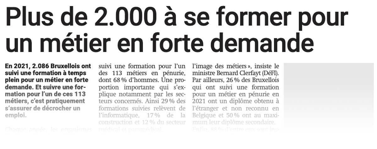 Extrait de presse, La Capitale : "Plus de 2.000 à se former pour un métier en forte demande"