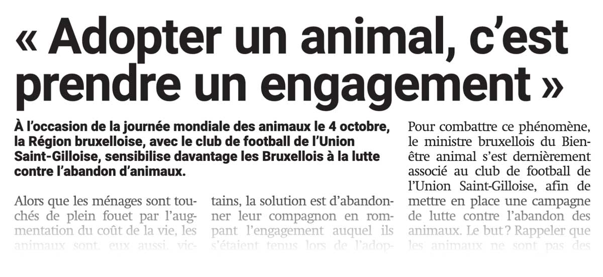 Extrait de presse, La Capitale : "Adopter un animal, c'est prendre un engagement"