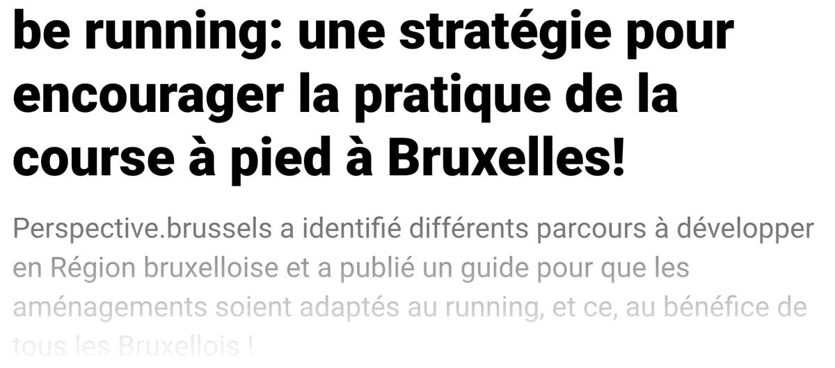 Extrait de presse, Sudinfo : "be running: une stratégie pour encourager la pratique de la course à pied à Bruxelles!".