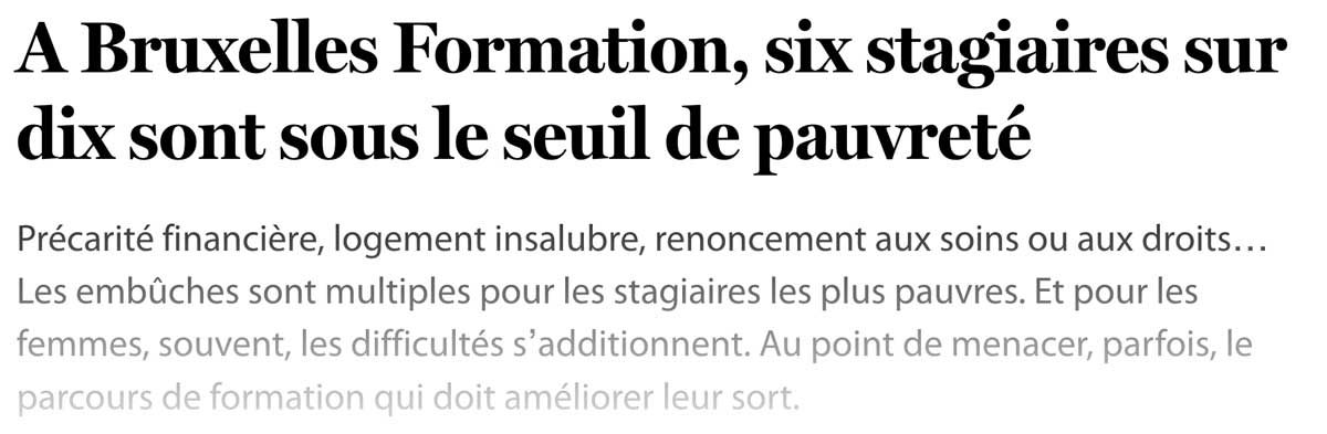 Extrait de presse, Le Soir : "Solution : augmenter et défiscaliser l’indemnité de formation".